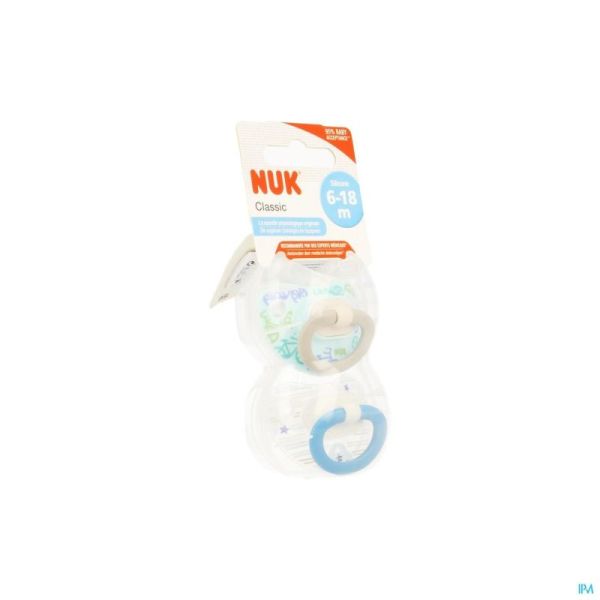 Nuk Sucettes 2 Classic Garcon 6-18m 2