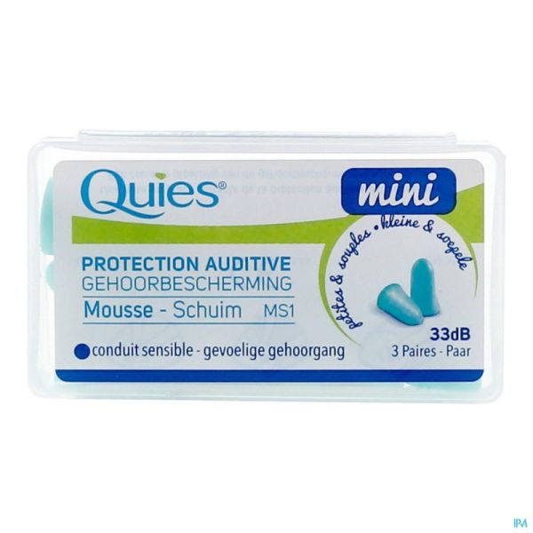 Quies Protection Auditive Mousse Mini 3 Paires