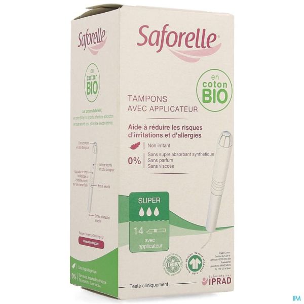 Saforelle Coton Protect Tampons Applicat. Super 14