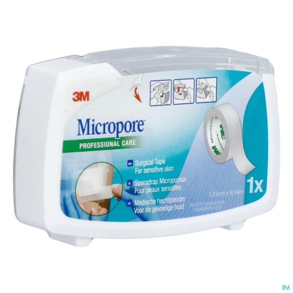 Micropore 3m 12,5mmx9,1m Nouv.derouleur 1530p-0d